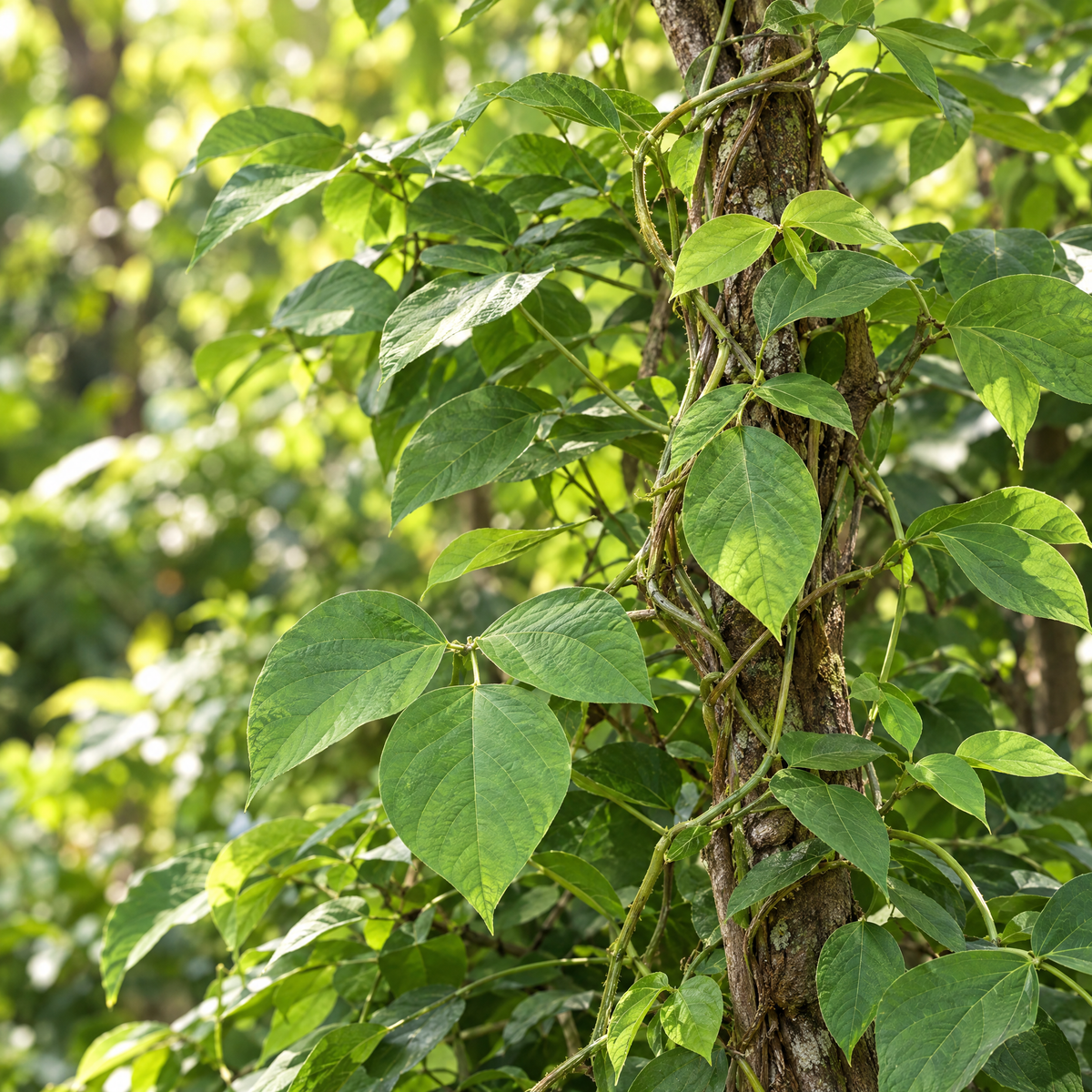 Pueraria mirifica met groene bladeren in een natuurlijke omgeving